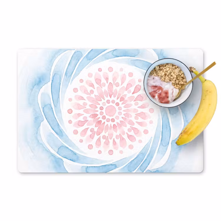 Abstract - Bloemvorm - Aquarel - Roze - Blauw Placemat vinyl groot -zzzproduct_Kitchenyeah-website