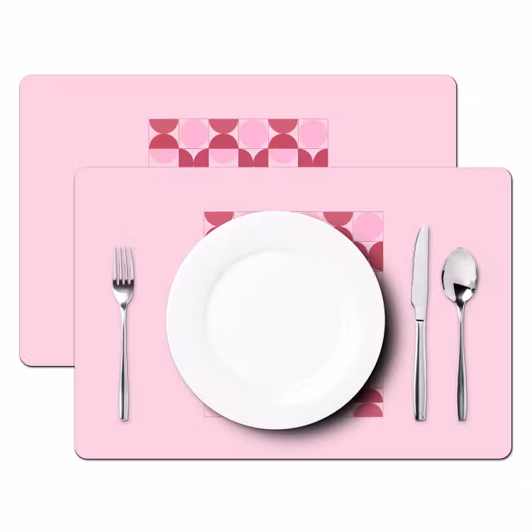 Abstract - Geometrisch - Cirkels - Roze - Modern Placemat vinyl groot -zzsfeer2_Kitchenyeah-website