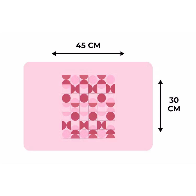 Abstract - Geometrisch - Cirkels - Roze - Modern Placemat vinyl groot -specs