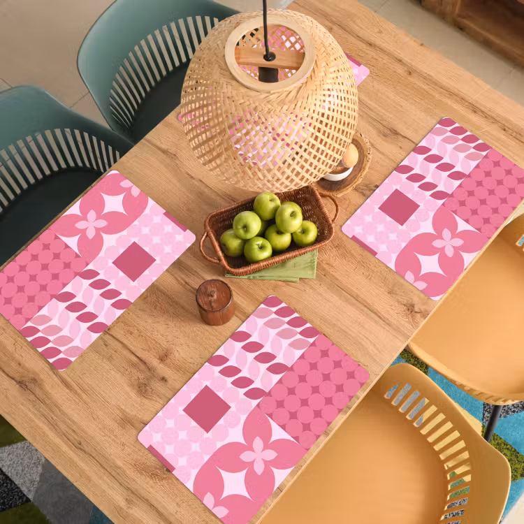 Abstract - Geometrisch - Patroon - Modern - Roze Placemat vinyl groot -zzsfeer5_Kitchenyeah-website