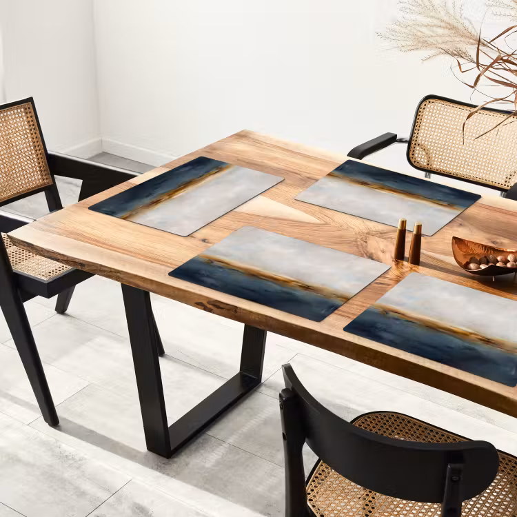 Abstract - Horizon - Water - Modern - Beige Placemat vinyl groot -zzsfeer4_Kitchenyeah-website
