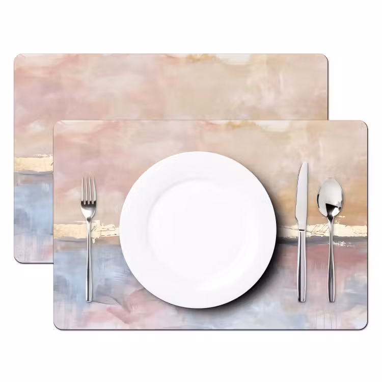Abstract - Horizontaal - Kunst - Roze - Goud Placemat vinyl groot -zzsfeer2_Kitchenyeah-website