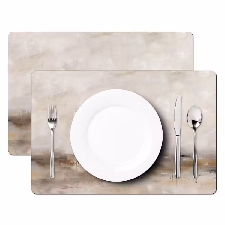 Abstrakt - Landschap - Modern - Beige - Kunst Placemat vinyl groot -zzsfeer2_Kitchenyeah-website