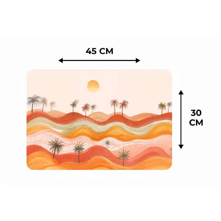 Abstract landschap - Palmbomen - Kleurrijk Placemat vinyl groot -specs