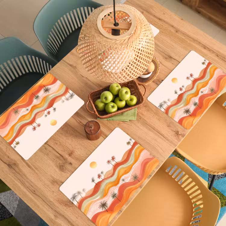 Abstract landschap - Palmbomen - Kleurrijk Placemat vinyl groot -zzsfeer5_Kitchenyeah-website