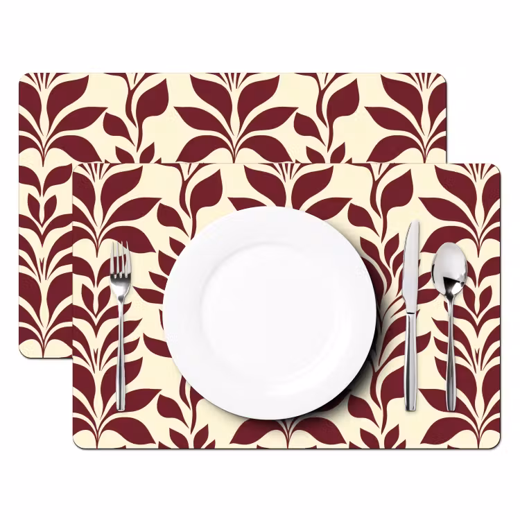 Abstract - Bladeren - Burgundy Placemat vinyl groot 368 -zzsfeer2_Kitchenyeah-website