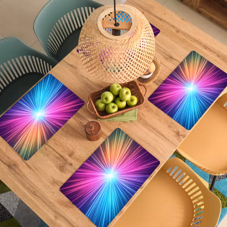 Abstract - Light - Burst - Modern - Colorful Placemat vinyl groot -zzsfeer5_Kitchenyeah-website