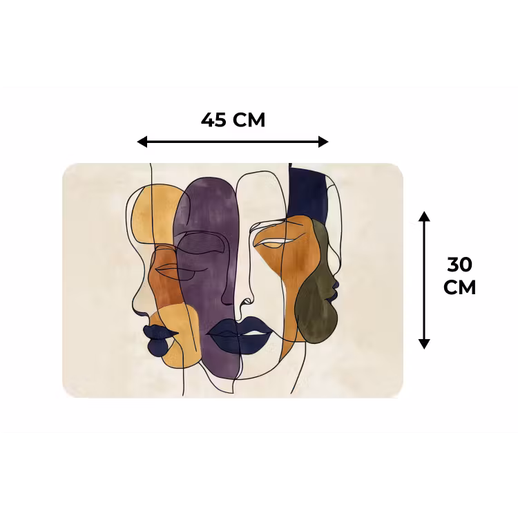 Abstract - Overlappende gezichten - Paars - Donkergroen Placemat vinyl groot -specs