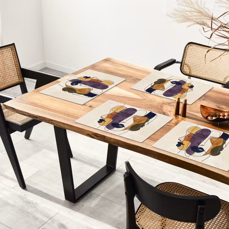 Abstract - Overlappende gezichten - Paars - Donkergroen Placemat vinyl groot -zzsfeer4_Kitchenyeah-website