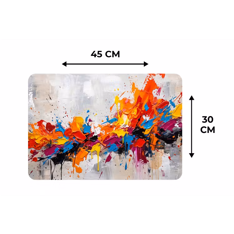 Abstract - Schilderij - Kleurrijk - Dynamisch Placemat vinyl groot -specs