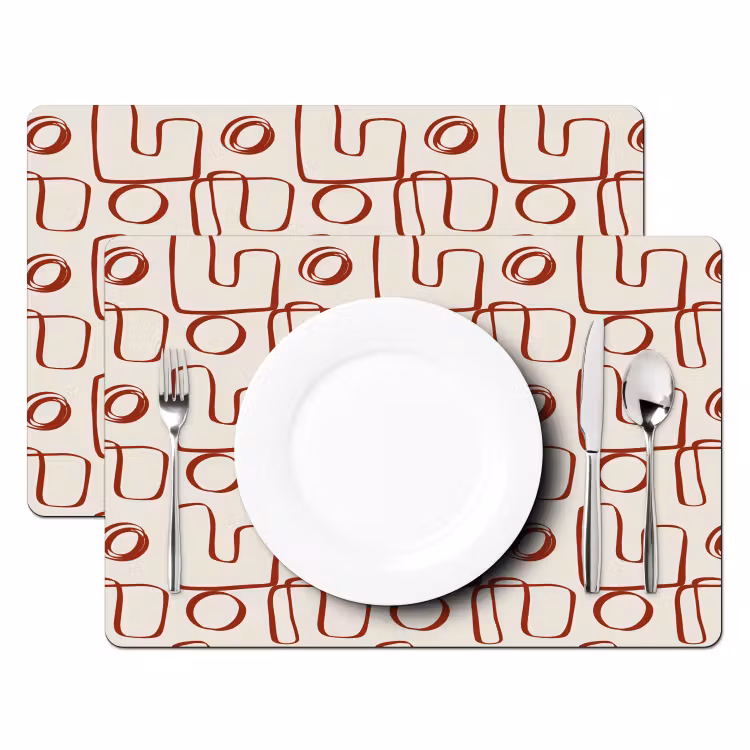 Abstract - Patroon - Beige - Rood Placemat vinyl groot 368 -zzsfeer2_Kitchenyeah-website