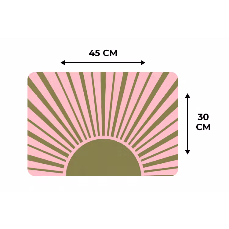 Abstract - Stralen - Grafisch - Roze - Groen Placemat vinyl groot -specs