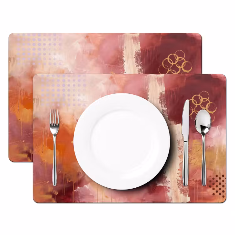 Abstract - Rood - Goud - Modern - Kunst Placemat vinyl groot -zzsfeer2_Kitchenyeah-website