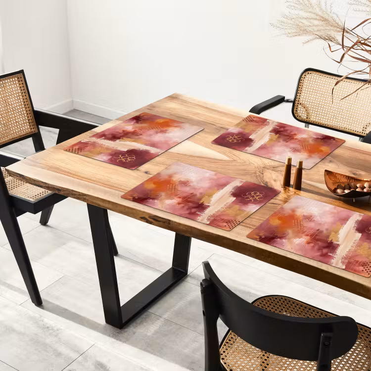 Abstract - Rood - Goud - Modern - Kunst Placemat vinyl groot -zzsfeer4_Kitchenyeah-website