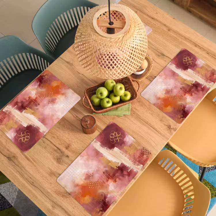 Abstract - Rood - Goud - Modern - Kunst Placemat vinyl groot -zzsfeer5_Kitchenyeah-website