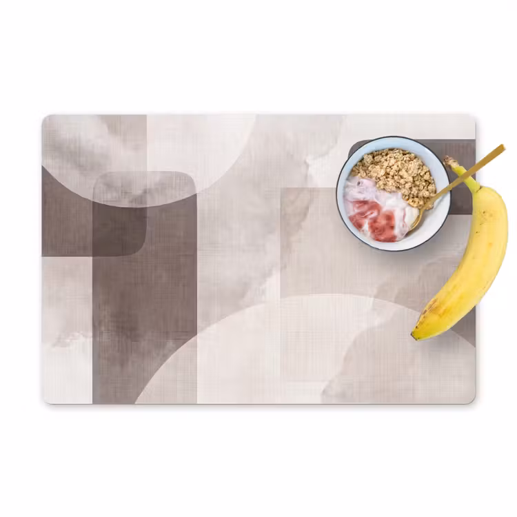 Placemat - 6 pieces - Abstract Shapes - Beige - Abstracte vormen - Beige Placemat vinyl groot