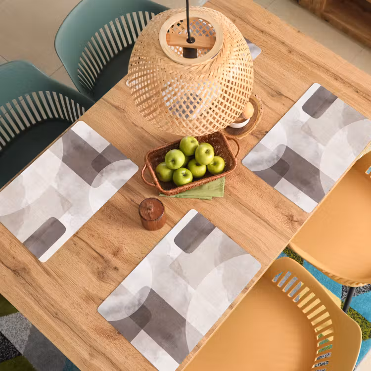 Placemat - 6 pieces - Abstract Shapes - Beige - Abstracte vormen - Beige Placemat vinyl groot