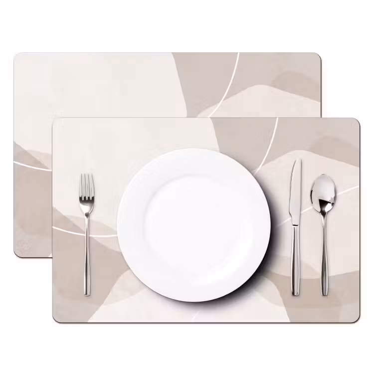 Placemat - 6 pieces - Abstract - Shapes - Beige - Abstract - Vormen - Beige Placemat vinyl groot