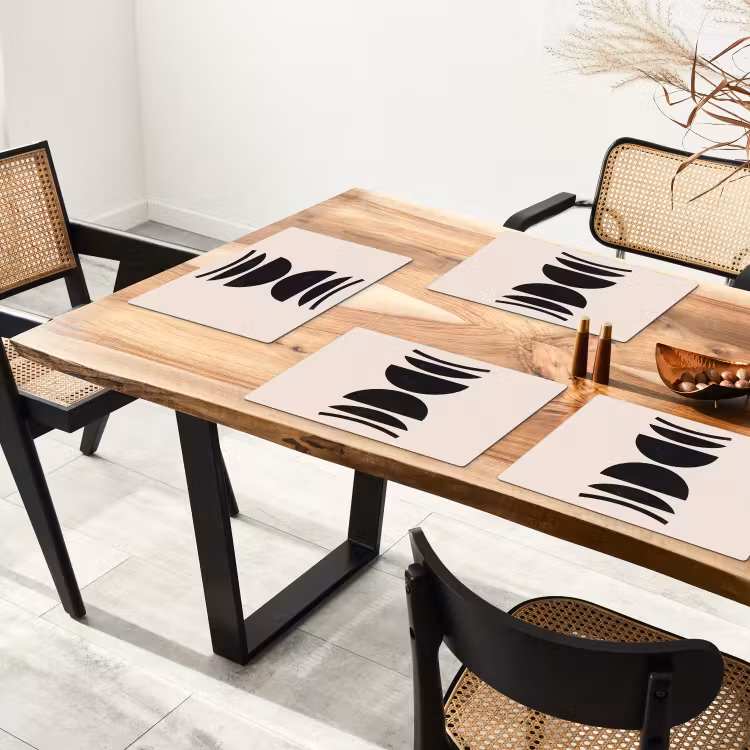 Placemat - 6 pieces - Abstract - Shapes - Black - Abstract - Vormen - Zwart Placemat vinyl groot