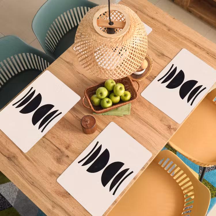 Placemat - 6 pieces - Abstract - Shapes - Black - Abstract - Vormen - Zwart Placemat vinyl groot