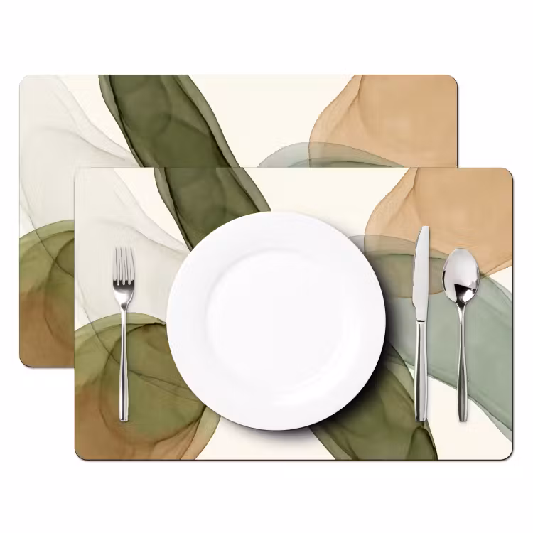 Abstract - Vormen - Modern - Kunst - Groen - Bruin Placemat vinyl groot -zzsfeer2_Kitchenyeah-website