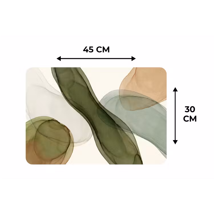 Abstract - Vormen - Modern - Kunst - Groen - Bruin Placemat vinyl groot -specs