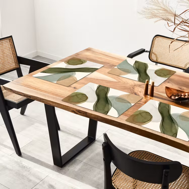Abstract - Vormen - Modern - Kunst - Groen - Bruin Placemat vinyl groot -zzsfeer4_Kitchenyeah-website