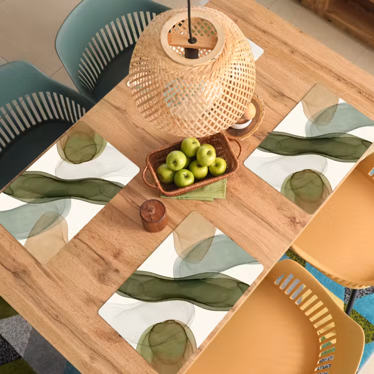 Abstract - Vormen - Modern - Kunst - Groen - Bruin Placemat vinyl groot -zzsfeer5_Kitchenyeah-website