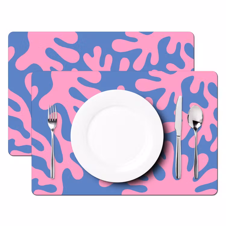 Abstract - Vormen - Roze - Blauw Placemat vinyl groot -zzsfeer2_Kitchenyeah-website