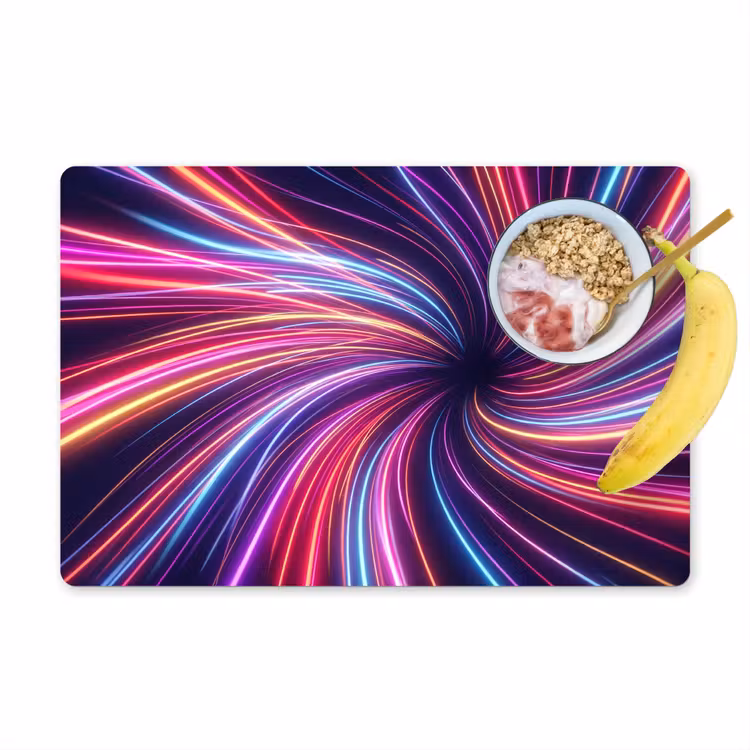 Abstract - Swirl - Futuristic - Neon Placemat vinyl groot -zzzproduct_Kitchenyeah-website