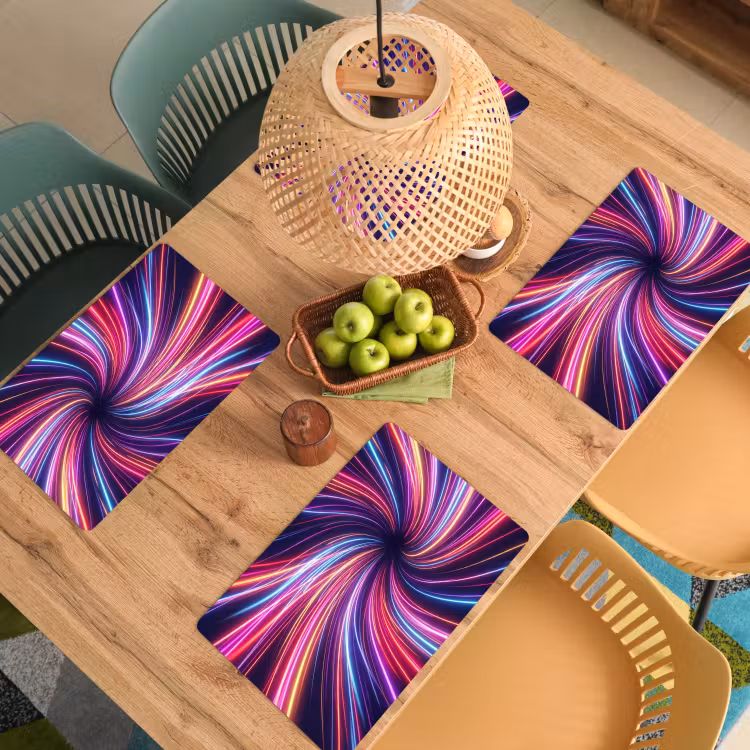 Abstract - Swirl - Futuristic - Neon Placemat vinyl groot -zzsfeer5_Kitchenyeah-website