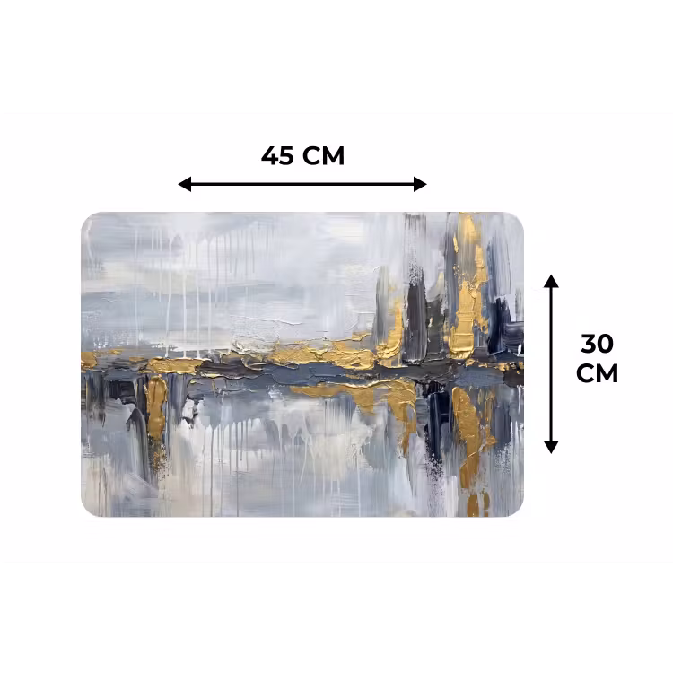 Abstract - Structuur - Goud - Grijs - Modern Placemat vinyl groot -specs