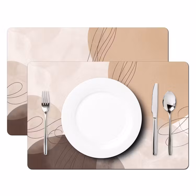 Placemat - 6 pieces - Abstraction - Beige - Modern - Abstractie - Beige - Modern Placemat vinyl groot