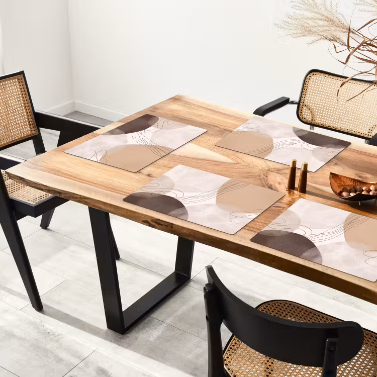 Placemat - 6 pieces - Abstraction - Beige - Modern - Abstractie - Beige - Modern Placemat vinyl groot