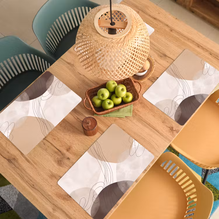 Placemat - 6 pieces - Abstraction - Beige - Modern - Abstractie - Beige - Modern Placemat vinyl groot