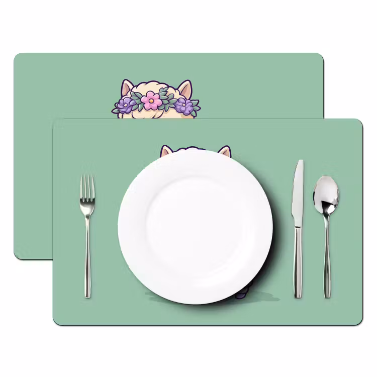 Alpaca - Groen - Bloemendiadeem Placemat vinyl groot -zzsfeer2_Kitchenyeah-website