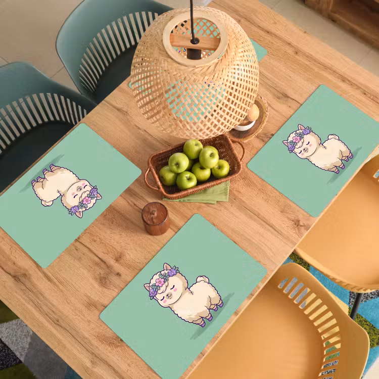 Alpaca - Groen - Bloemendiadeem Placemat vinyl groot -zzsfeer5_Kitchenyeah-website