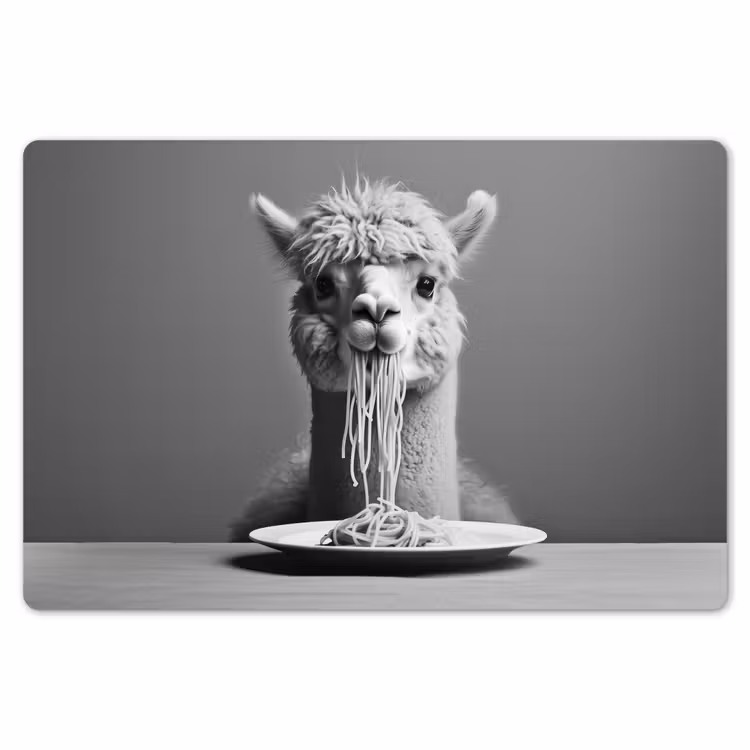 Alpaca - Pasta - Zwart - Wit - Grappig - Dieren Placemat vinyl groot -zzsfeer1_Kitchenyeah-website
