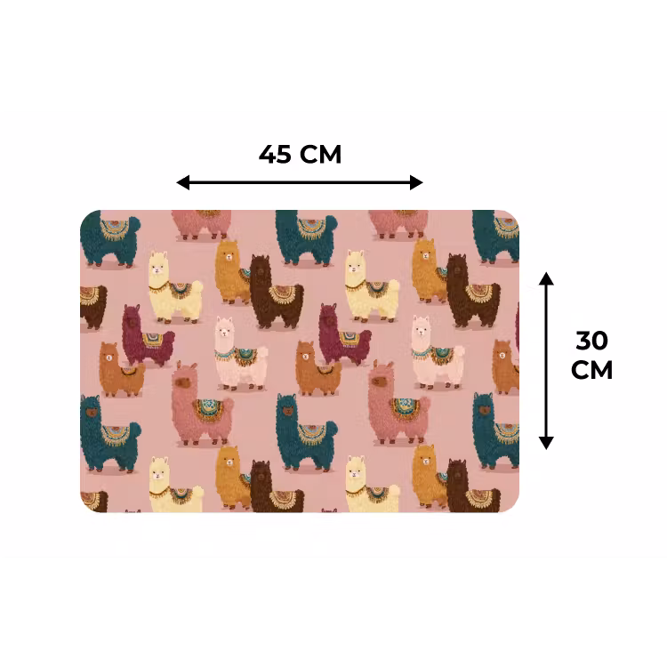 Alpaca's - Patroon - Kleurrijk Placemat vinyl groot 368 -specs