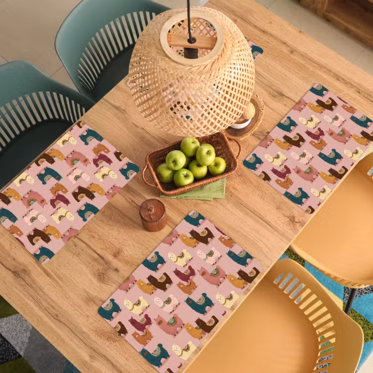 Alpaca's - Patroon - Kleurrijk Placemat vinyl groot 368 -zzsfeer5_Kitchenyeah-website
