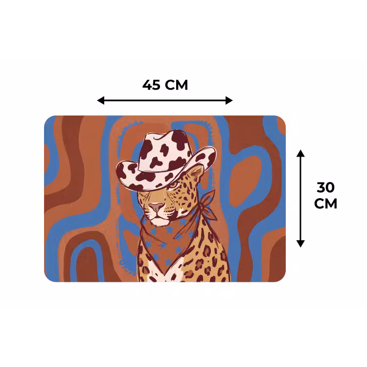Dieren - Cowboyhoed - Modern - Illustratie - Bruin Placemat vinyl groot -specs