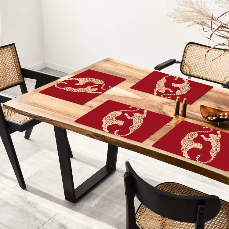 Dieren - Luipaard - Abstract - Rood - Modern Placemat vinyl groot -zzsfeer4_Kitchenyeah-website