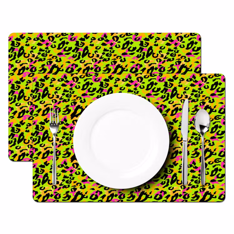 Dieren - Neon - Groen - Panterprint Placemat vinyl groot 368 -zzsfeer2_Kitchenyeah-website