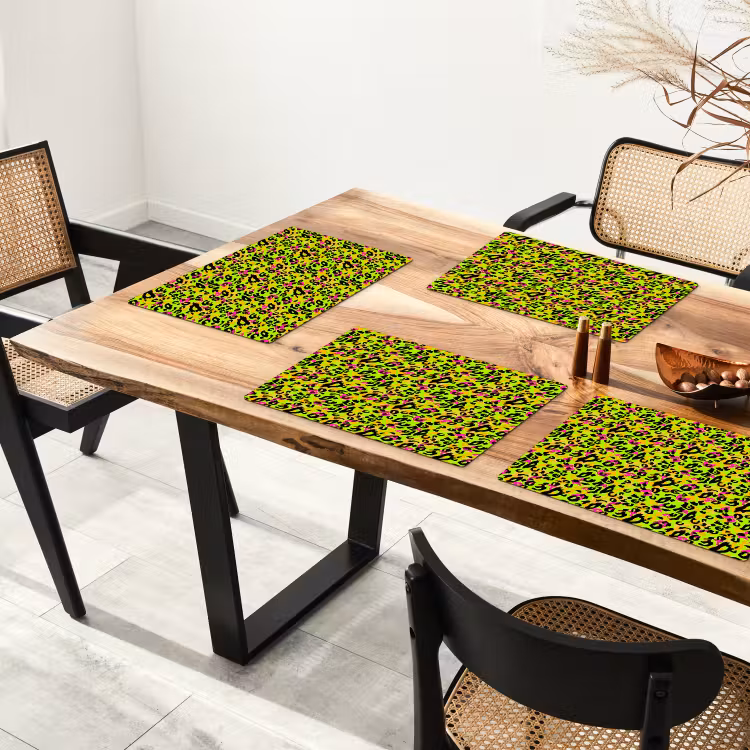 Dieren - Neon - Groen - Panterprint Placemat vinyl groot 368 -zzsfeer4_Kitchenyeah-website
