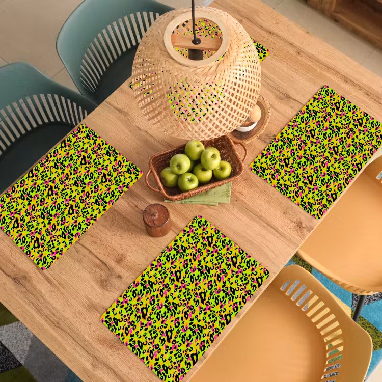 Dieren - Neon - Groen - Panterprint Placemat vinyl groot 368 -zzsfeer5_Kitchenyeah-website