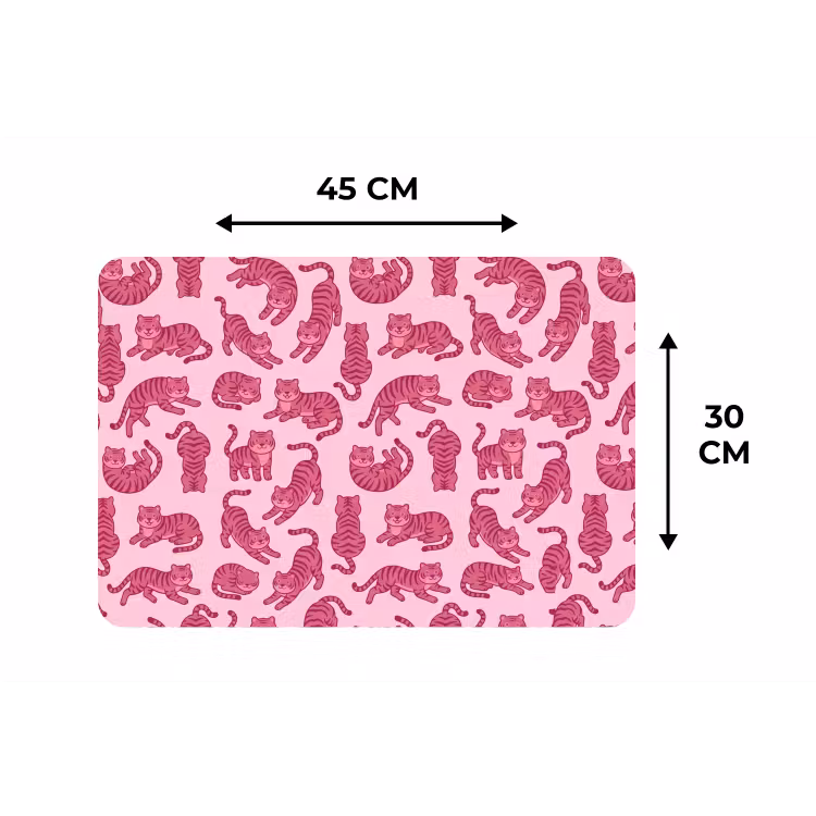 Dieren - Patroon - Roze - Speels - Cartoon Placemat vinyl groot -specs