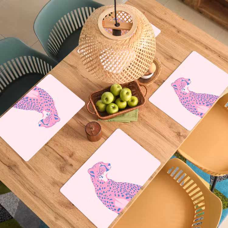 Dieren - Profiel - Abstract - Roze - Blauw Placemat vinyl groot -zzsfeer5_Kitchenyeah-website