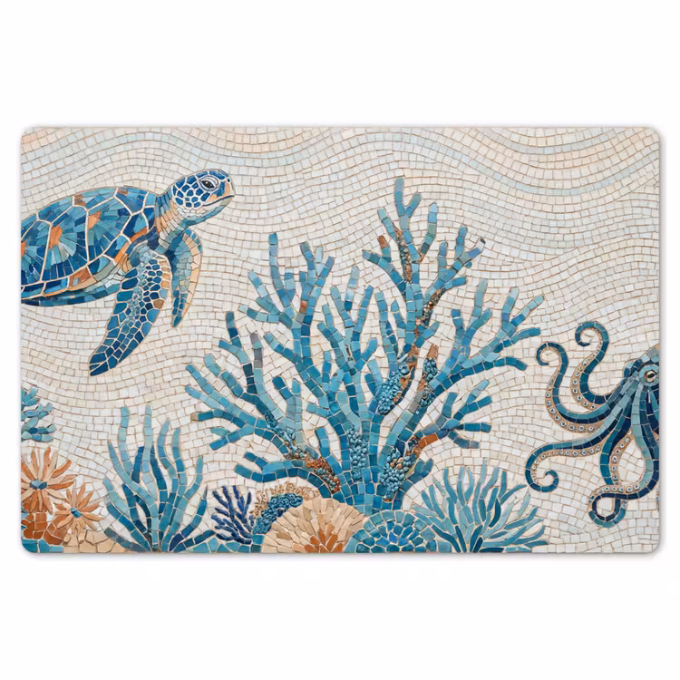 Dieren - Onderwater - Natuur - Mozaïek - Blauw Placemat vinyl groot -zzsfeer1_Kitchenyeah-website