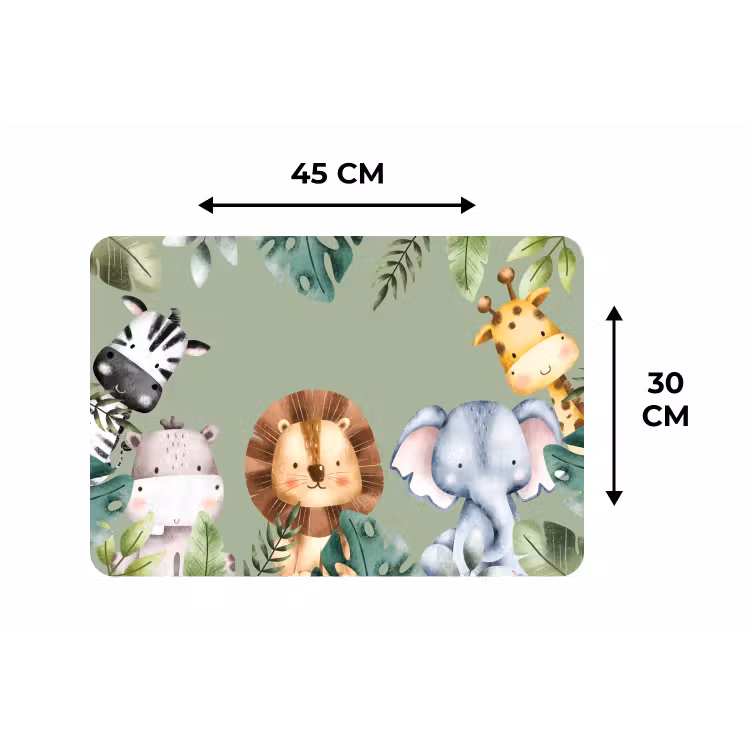 Dieren - Watercolor - Kind - Natuur Placemat vinyl groot -specs