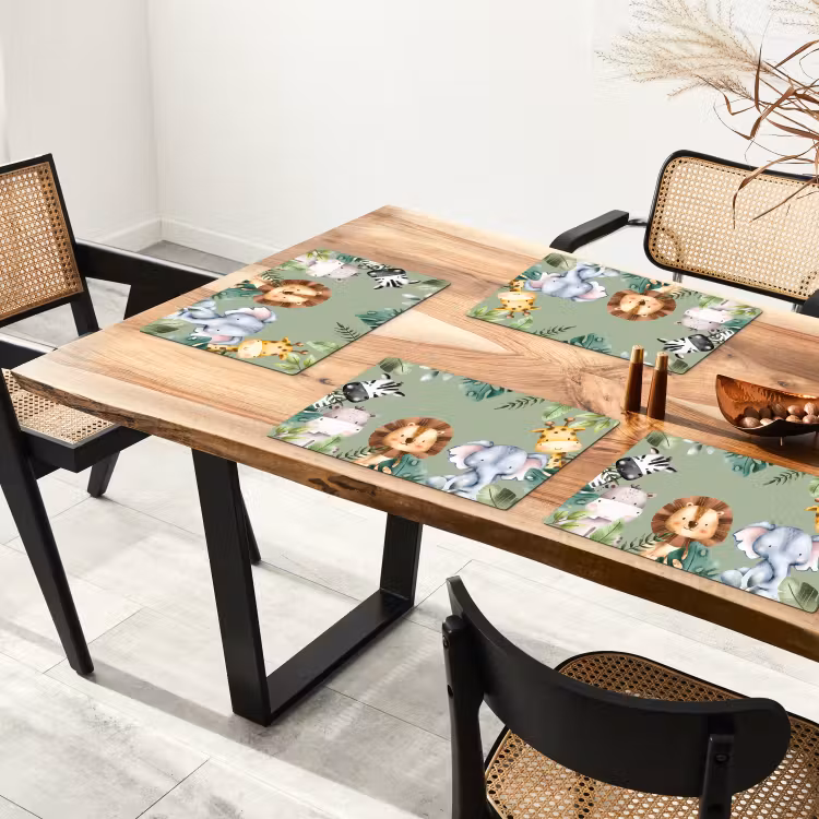Dieren - Watercolor - Kind - Natuur Placemat vinyl groot -zzsfeer4_Kitchenyeah-website